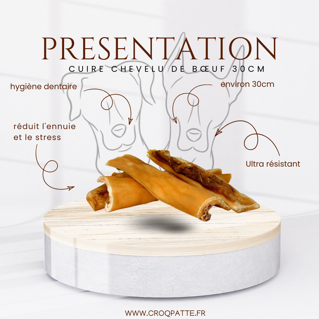 Cuire chevelu de bœuf 30cm